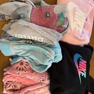 Lot of hoodies. Brands Butter, Flowers by Zoe, Nike. perfect for girls size 5-8